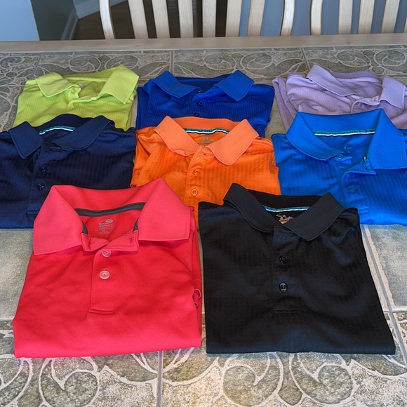 Lot of 8 different colored polo shirts. 💯 polyester. Sz Sm Good used condition. - Picture 2 of 12